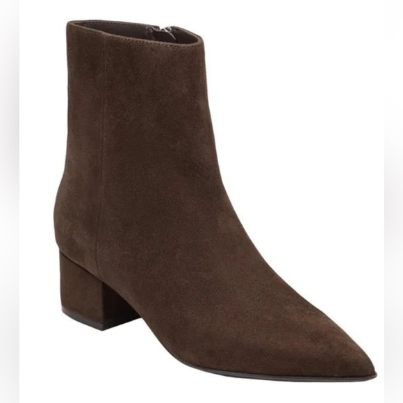Marc Fisher Shoes - Marc Fisher Brown Suede Pointed Toe Block Heel Booties